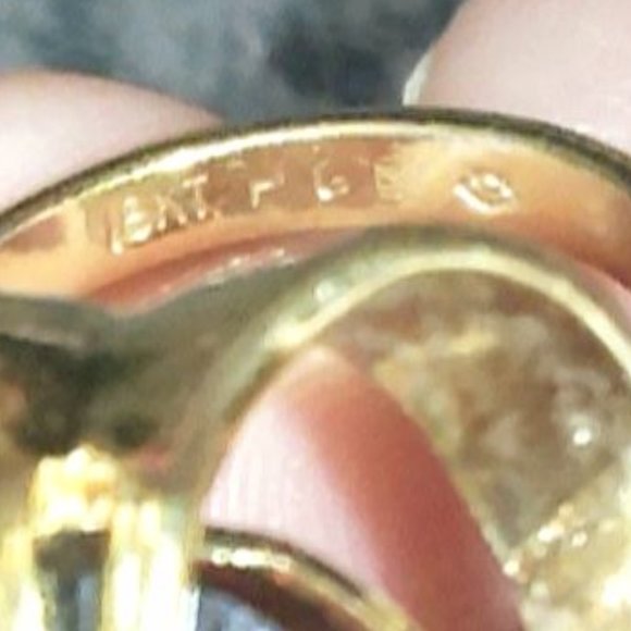 RARE 1940'S TOPAZ GLASS RING 18K HGE V , VARGAS - Picture 4 of 12